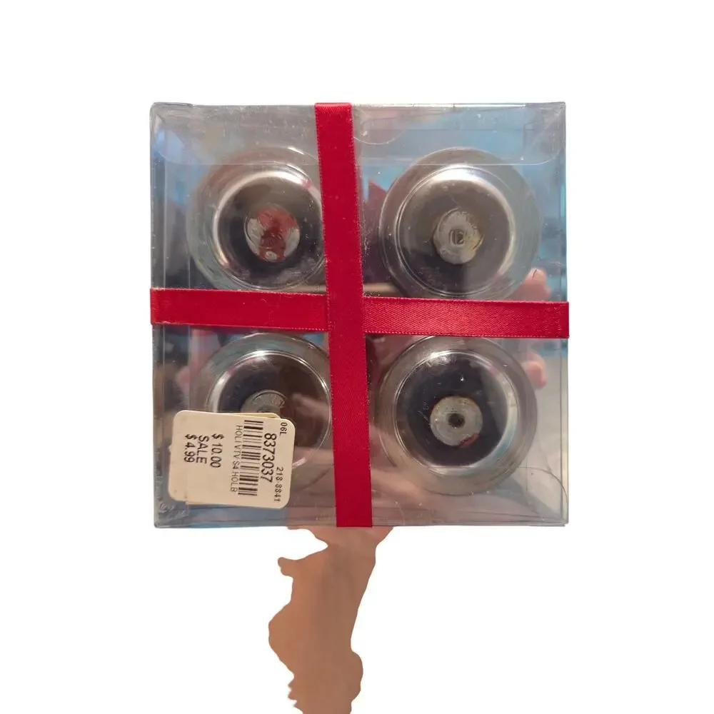 Pottery Barn Holiday Berry Scented Glass Votives Set of 4 New Unopened